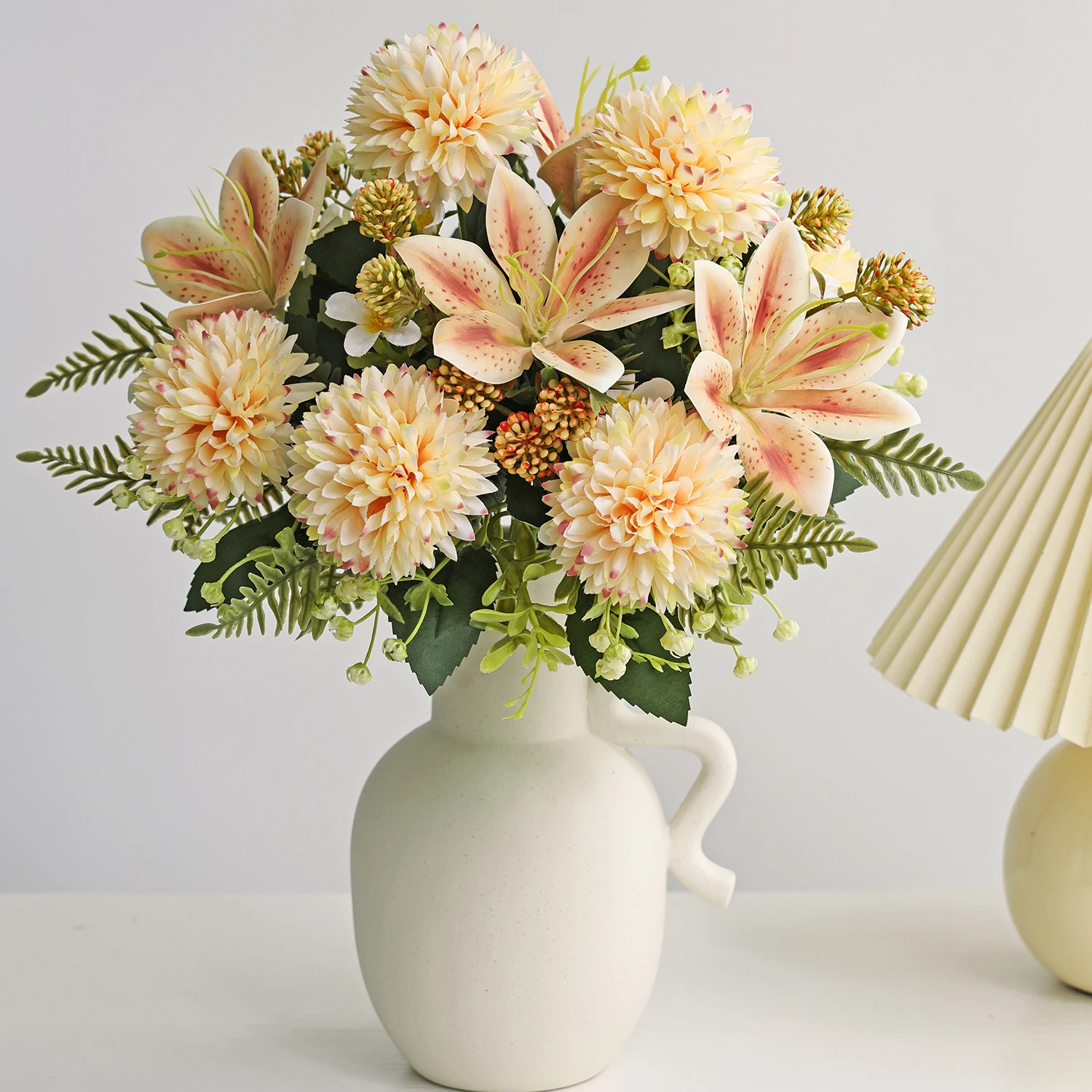 Künstliche Blumen, Seidenlilien, für Zuhause, Zimmer, Tisch, Hochzeitskranz, Brautsträuße, Dekoration, Festival, Außenbereich, Garten, Vasen, DIY-Geschenke – Detail 4