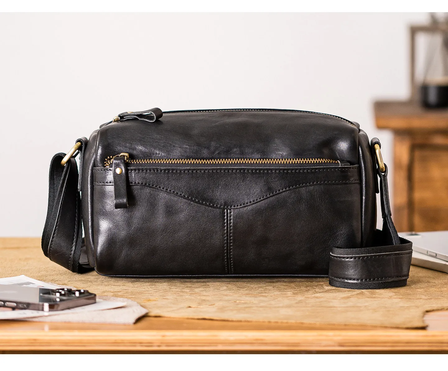 PNDME-Organizer handgefertigte Vintage-Umhängetasche aus echtem Leder für Herren, lässige Pendler-Luxus-Umhängetasche aus echtem Rindsleder. – Detail 29