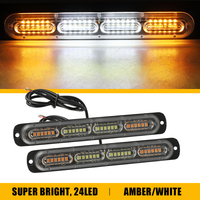 2Pcs Grille Lights LED Flashing Strobe Warning Light 12V 24V Amber White Emergency Flash Signal Front Lamp Bar For Car Truck SUV