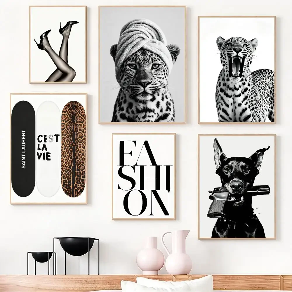 pattern Vintage Cheetah Print Poster Poster HD Frameless Creamy Style Home Decor Wall Art for Living Room Bedroom Gift