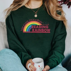 Reading Rainbow Sweatshirt Retro Librarian Sweater Teacher Appreciation Hoodie Rainbow Schoo Crewneck Sweatshirt Teacher Gift