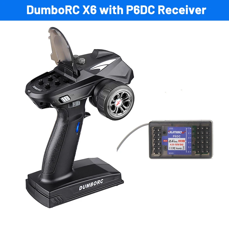 DumboRC X6 2.4G 6CH Trasmettitore Telecomando con P6F/P6FG/P6DC/P6DCG Giroscopio Ricevitore DC per RC Car Tank Boat MN Modello ZD Racing