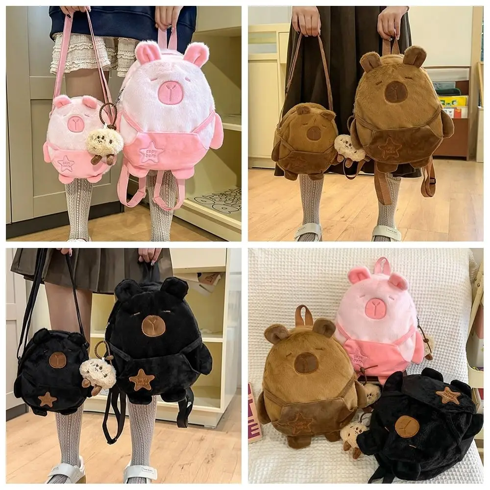 Animal Cartoon Capybara Plush Backpack Stuffed Large Capacity Capybara Crossbody Bag Cute Cotton Capybara Plush Bag Unisex