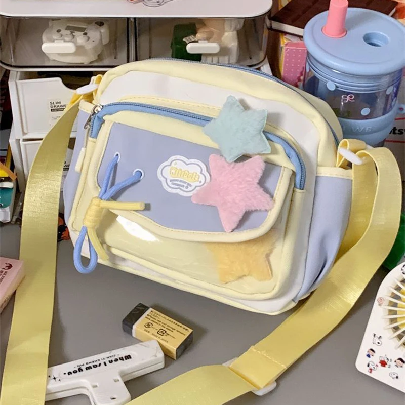 

Richme Kawaii Mini Ita Bags Women 2025 Dopamine Casual Outgoing Crossbody Shoulder Bag Harajuku Patchwork Nylon Bolso Mujer