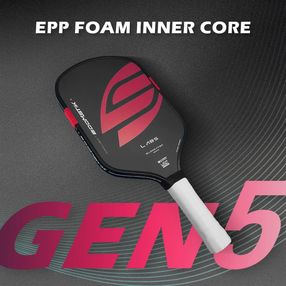 GEN5 BOOMSTIK Pickleball Paddle Allungato EVA Power Schiuma circostante Nucleo EPP puro Fibra di carbonio per prestazioni di gioco migliorate
