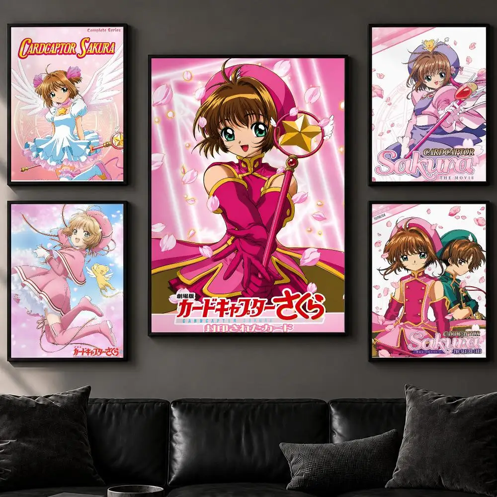 Anime C-Cardcaptor SakuraS Poster Art  Self-Adhesive No Glue Residue Wall Decor for Bedroom Living Room