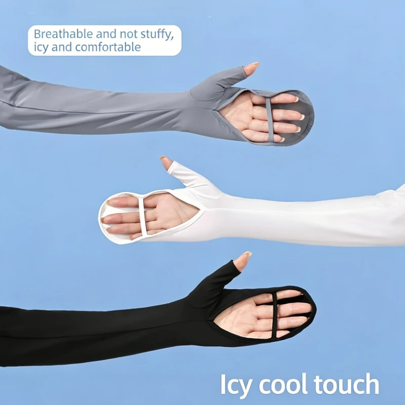 Ice sensitive sun protection gloves for cycling and driving, breathable and anti slip finger sleeves for summer gift giving view 6