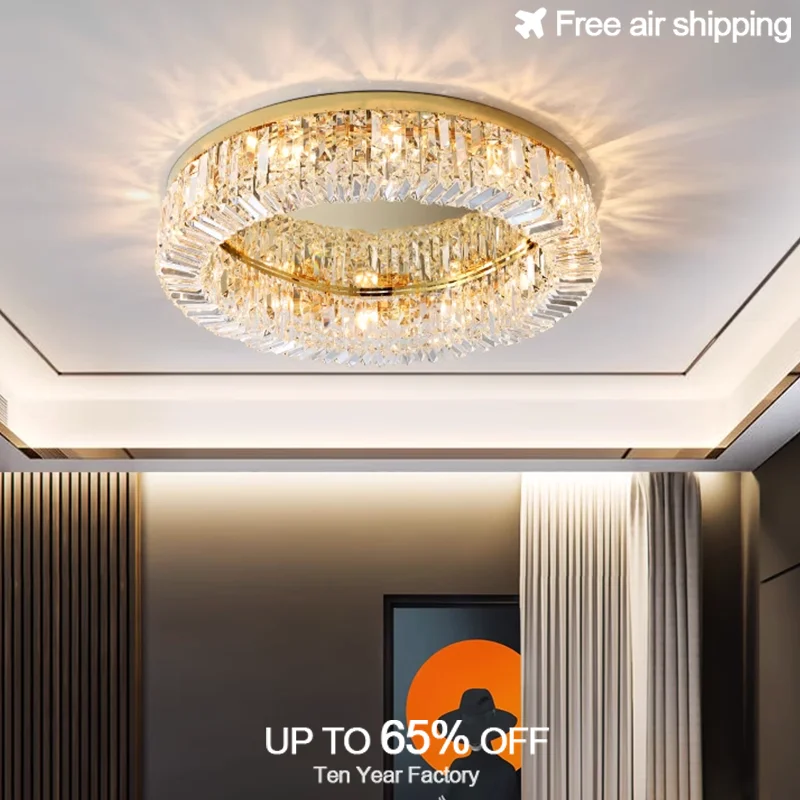 

Modern Nordic Luxury Crystal LED Ceiling Chandelier with Gold Chrome Finish for Living Room Bedroom Hotel Hall Indoor Decoration