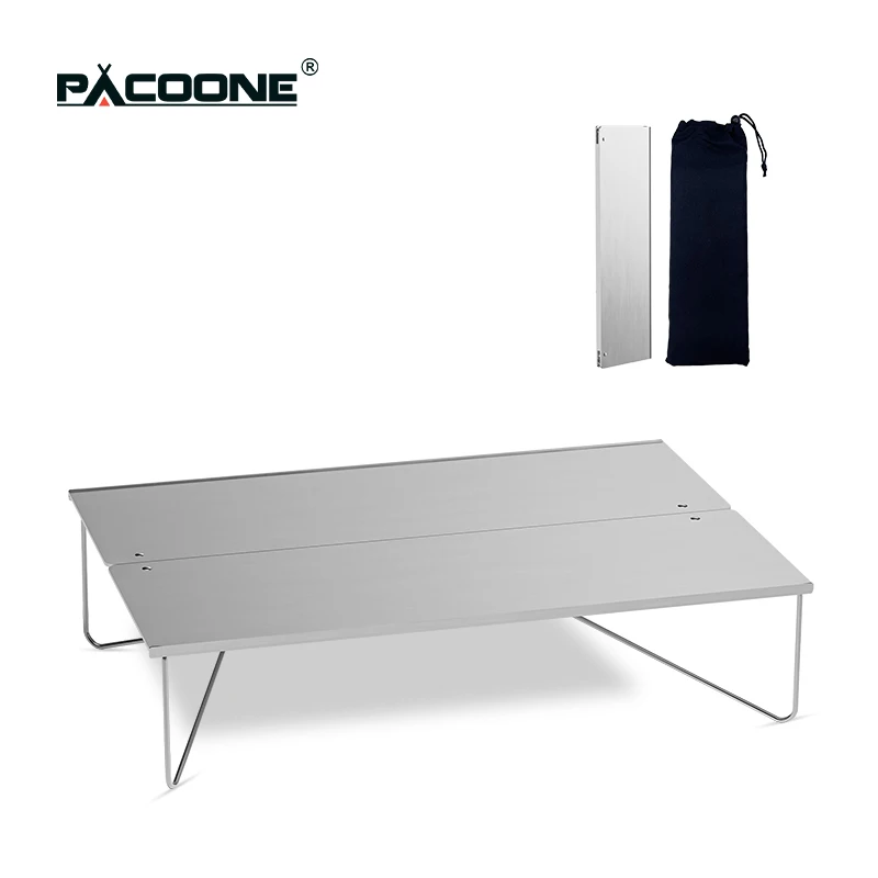 PACOONE Pop-Up Outdoor Picnic Table Mini Folding Table Portable Ultralight Aluminum Alloy Tea Coffee Table for Family Camping