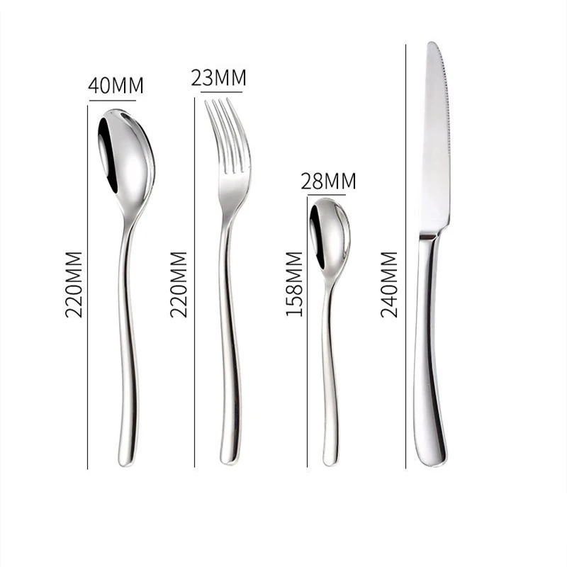 304 Stainless Steel Silver Western Tableware Knife Fork Spoon Cutlery Thickened Kitchen Utensils