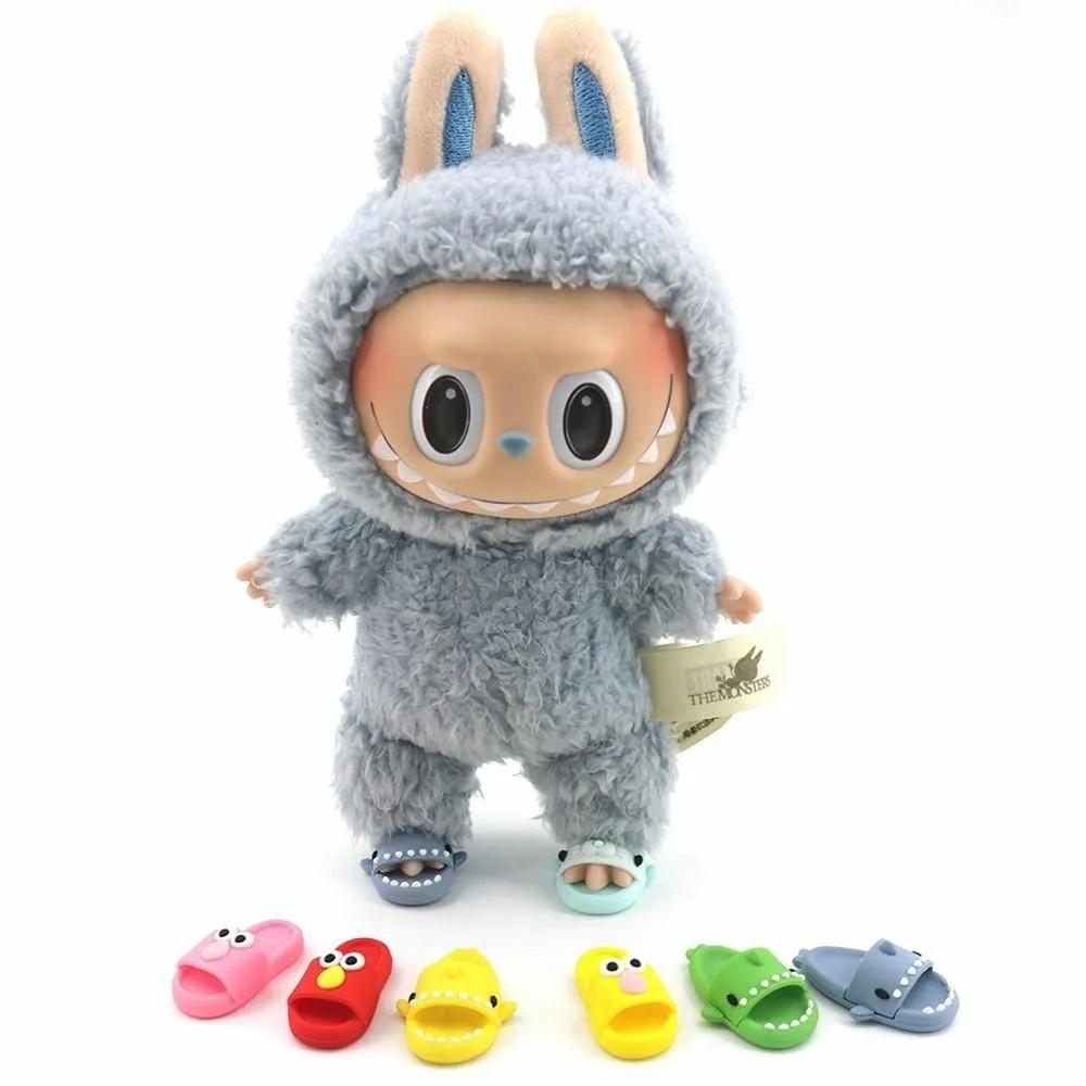 (Shoes Only)17cm Labubu Dolls Can Wear Shark Slippers Fun and Stylish Casual Shoes for Playtime