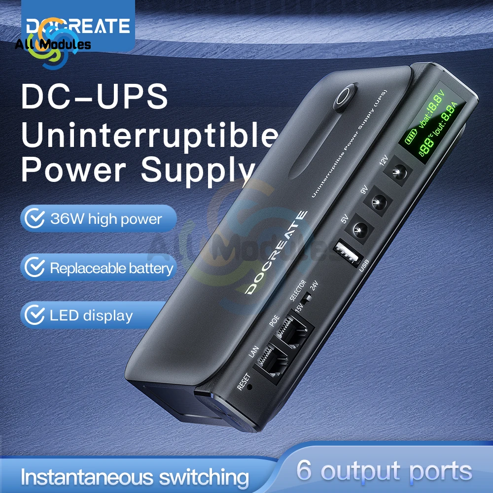 

DC1036L 36W Digital UPS Uninterruptible Power Supply Box 5V/9V/12V/15V/24V Multi-Output for Router Home Devices-without Battery