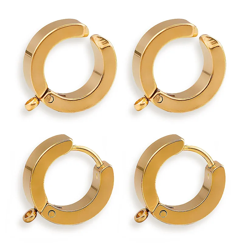 10 Stück Goldene Edelstahl-Creolen-Haken Runde Ohrringstifte für Frauen DIY Ohrringherstellung Zubehör Schmuckzubehör – Detail 5