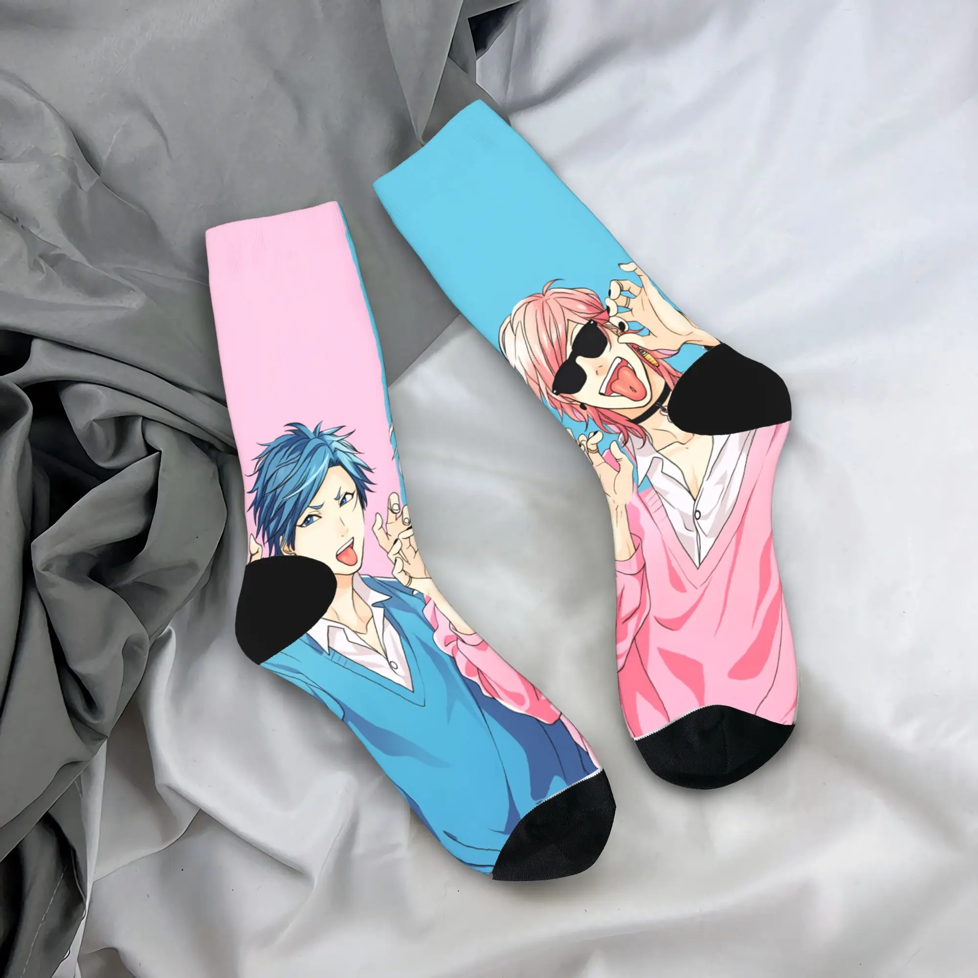 Men Socks Yarichin B Club Yuri  Stockings Non Slip High Quality Socks Autumn Retro Pattern Climbing Socks