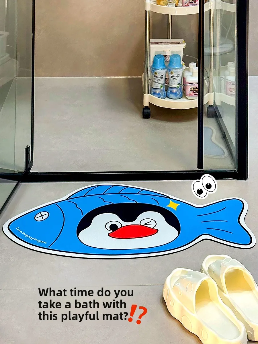 

Batoom Water Absorbent Non-Slip ower Room Mat Bathtub Wastand Special Use Floor Rug Qui Dry Silicon Dendroid Material