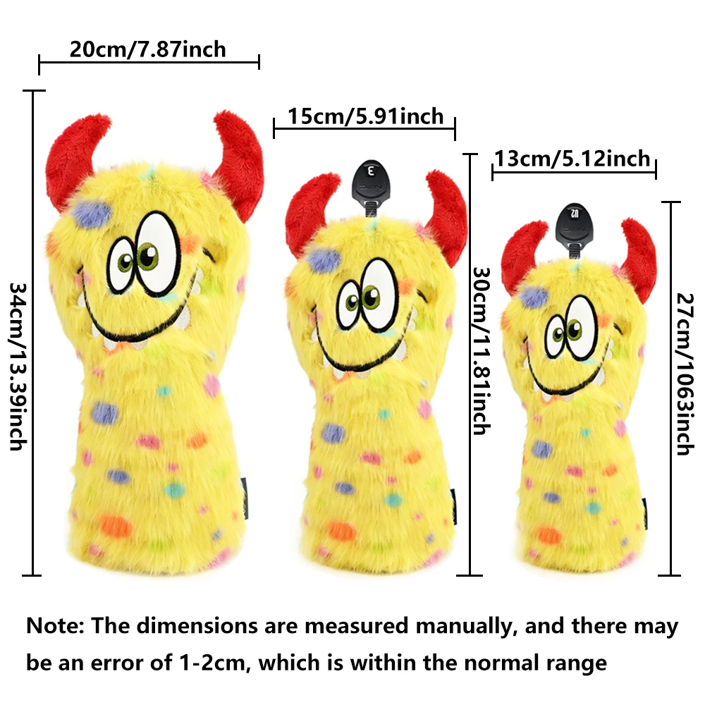 Funny Monster Golf Headcove Embroidered Plush Animal Design Club Head Cover for Wood Driver Custom OEM Golf Accessories