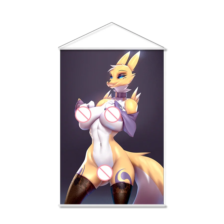 Anime Renamon Wall Scroll Hanging Poster Home Decor Painting