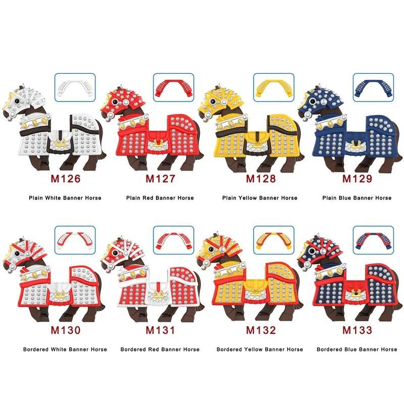 MOC Medieval Figure Mount Building Blocks Roman Wolf Warrior Infantry Lion Heart King Castle Knights Armored War Horse Brick Toy
