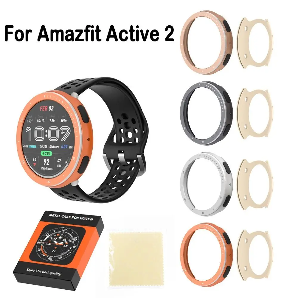 

Replacement Metal Watch Bezel Anti-Scratch Shockproof Watch Case Shell Protective Screen Protector for Amazfit Active 2