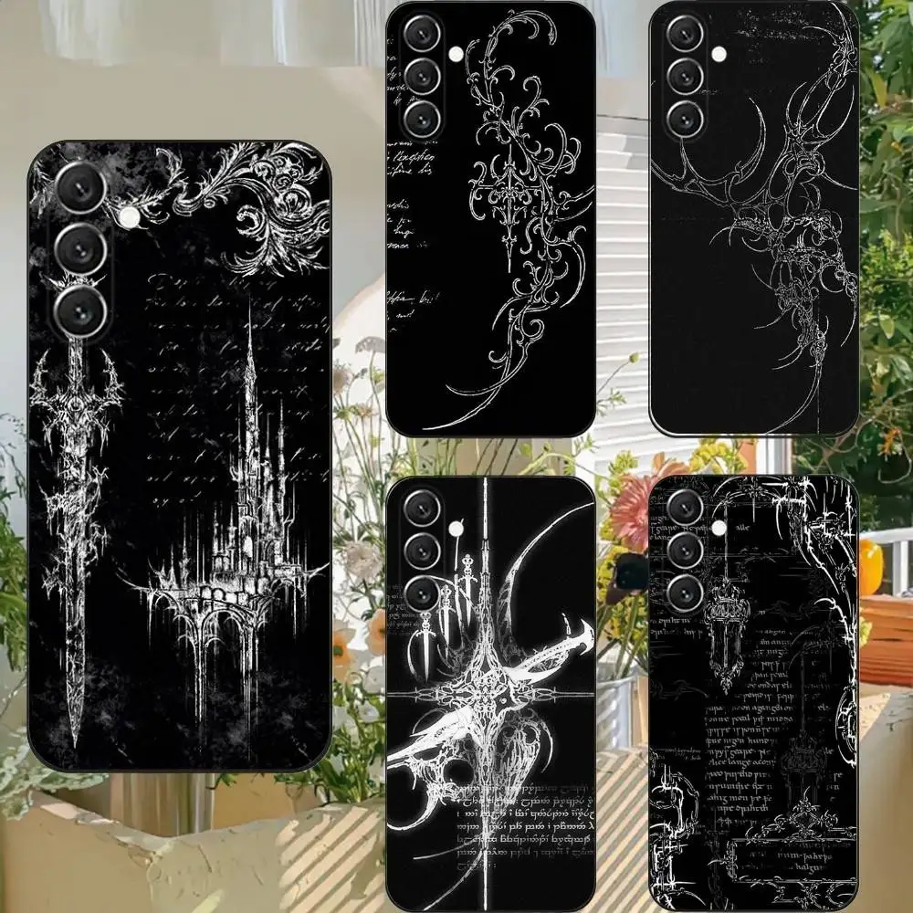 Cyber Sigil Cross Phone Case For Samsung S26 S25 S24 S23 A56 A71 PLUS ULTRA Black Cover