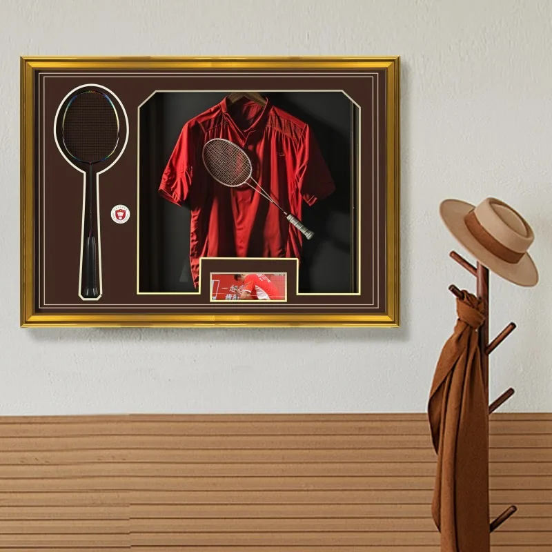 Racket sportswear club commemorative display frame, solid wood hollow jersey frame