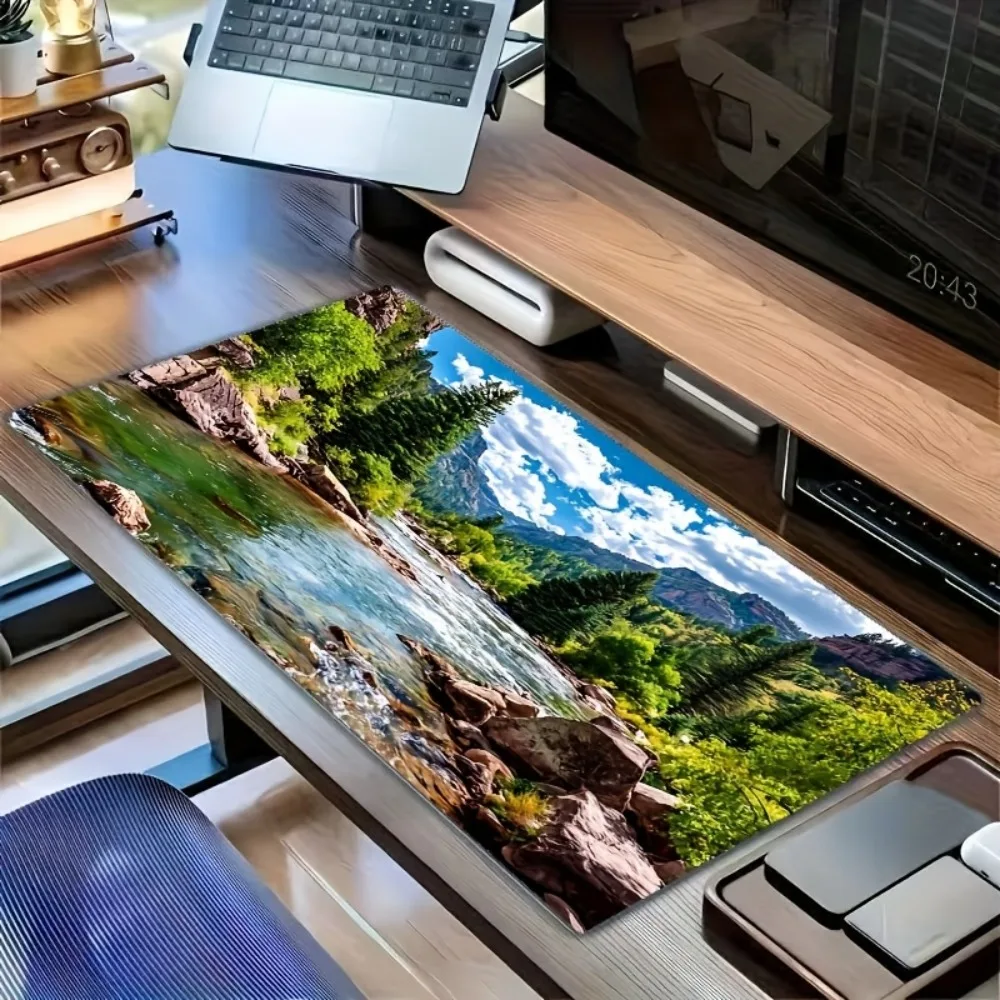 Creative Nature-Themed Mouse Pad | Fast-Flowing Stream And Lush Essential for The Perfect Workspace desk accessories