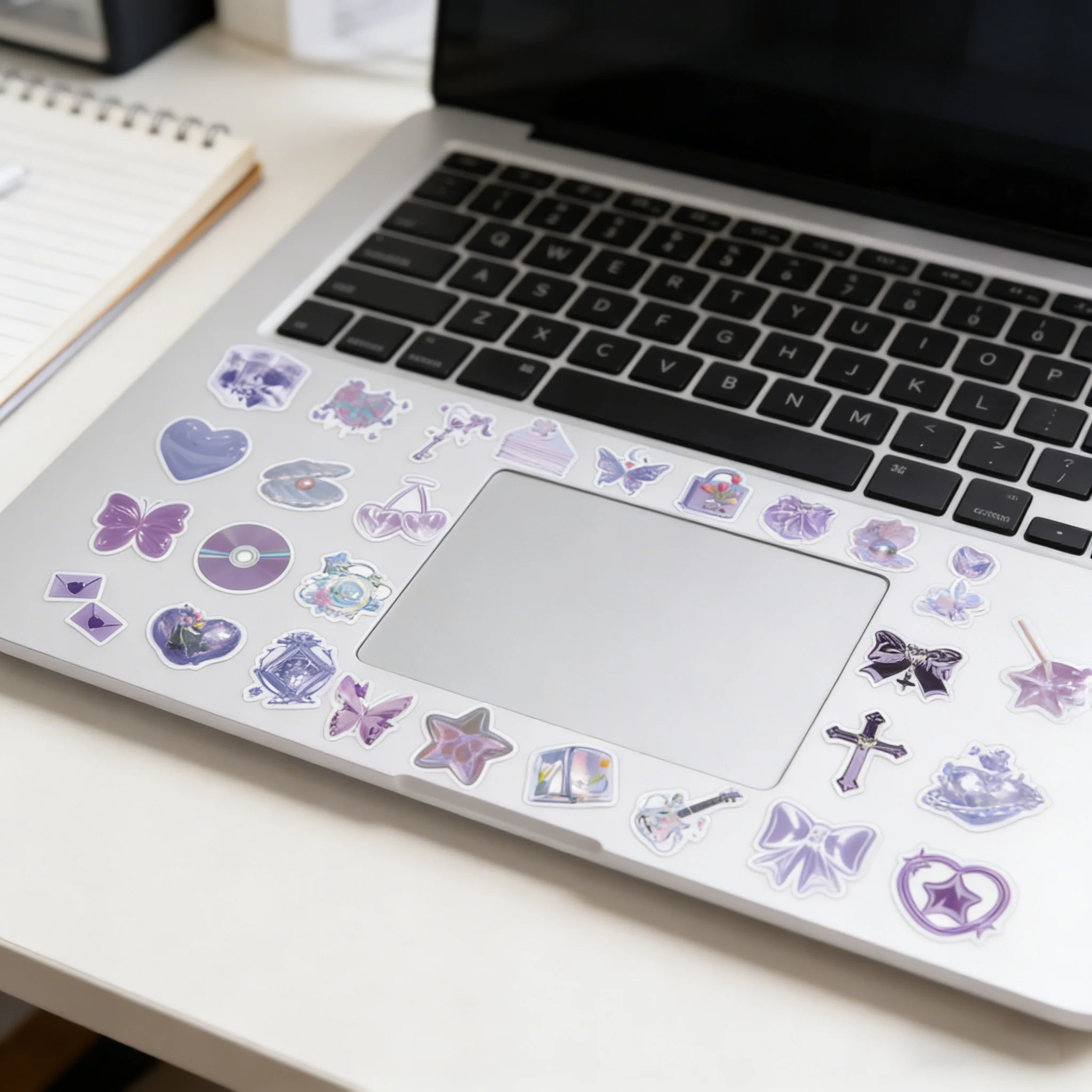 

63PCS Purple Y2K Aesthetic Stickers Pack | Pastel Purple Holographic Vinyl Decals for Laptops, Water Bottles & Notebooks