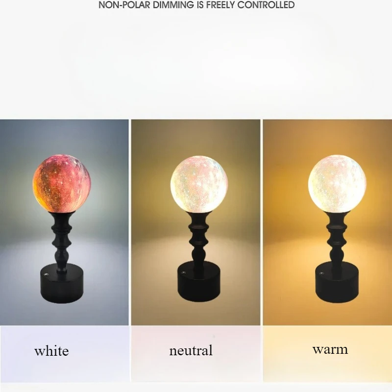 Schöne Vintage-Schreibtischlampe im französischen Stil, wiederaufladbar, niedliche Blumenknospe, Sternenhimmel, Ball, Retro-Schlafzimmer-Nachttischlampe