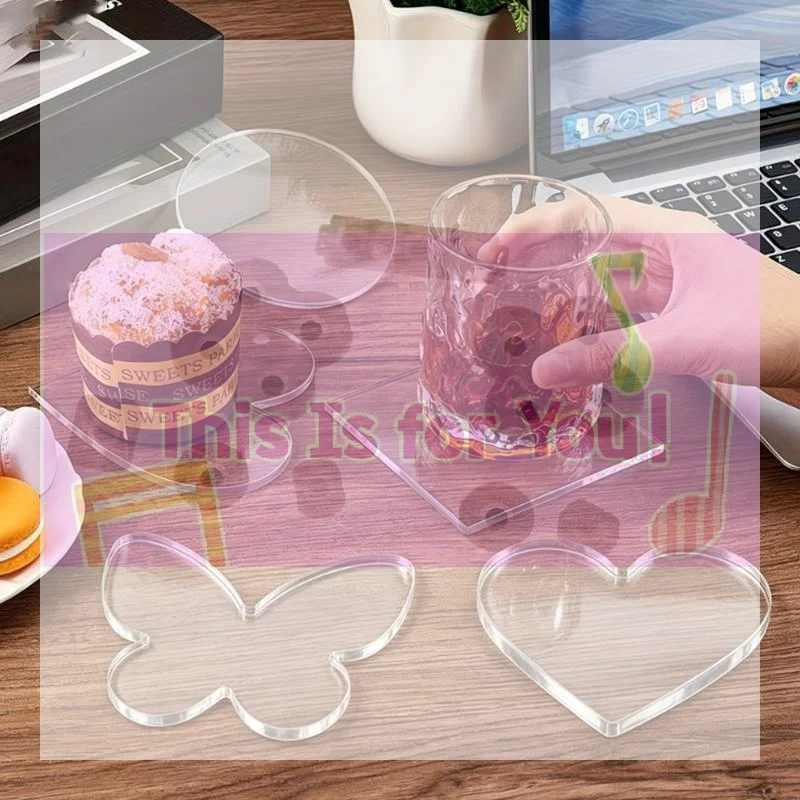 Clear Acrylic Coasters, Multi-Functional For Cup Placement, Decoration, Jewelry Display For Home Office Coffee Table DIY Crafts