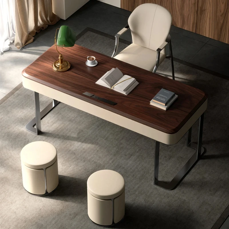 

Walnut desk all solid wood light luxury modern study home desk boss table