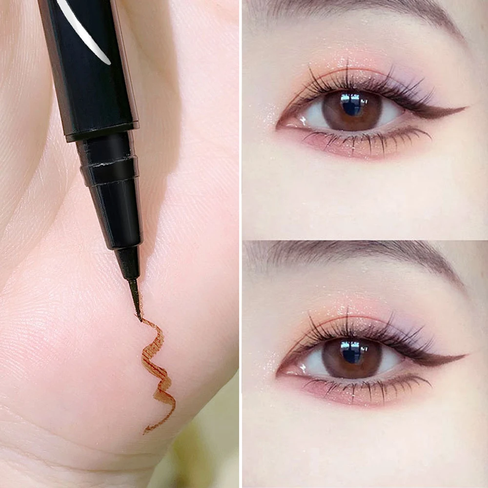 Glatter flüssiger Eyeliner-Stift wasserdicht schwarzbraun wisch feste Eyeliner langlebige untere Wimpern leicht zu tragender Make-up-Anfänger