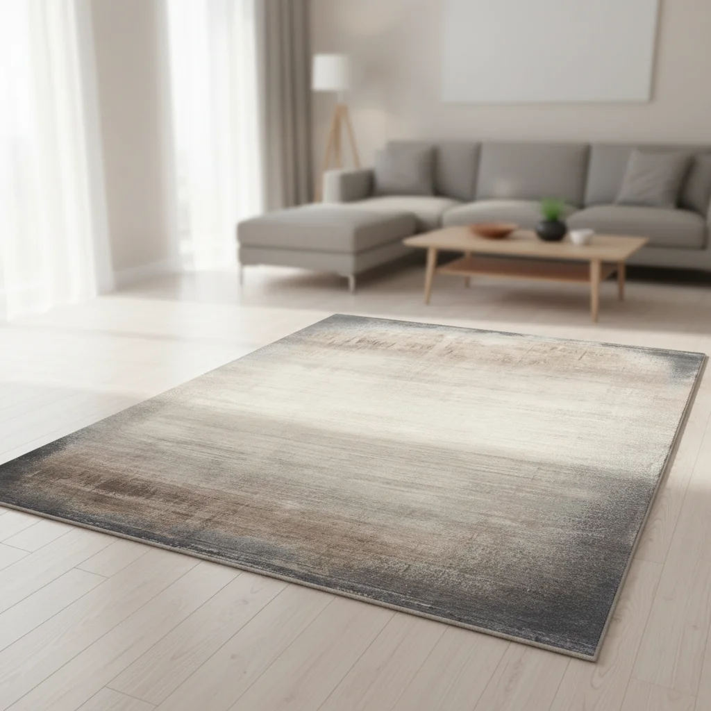

！@Smoke Color Cool Palette Etched Steel Texture High Pile Wool Carpet Abstract Layered Pattern Living Room Rug