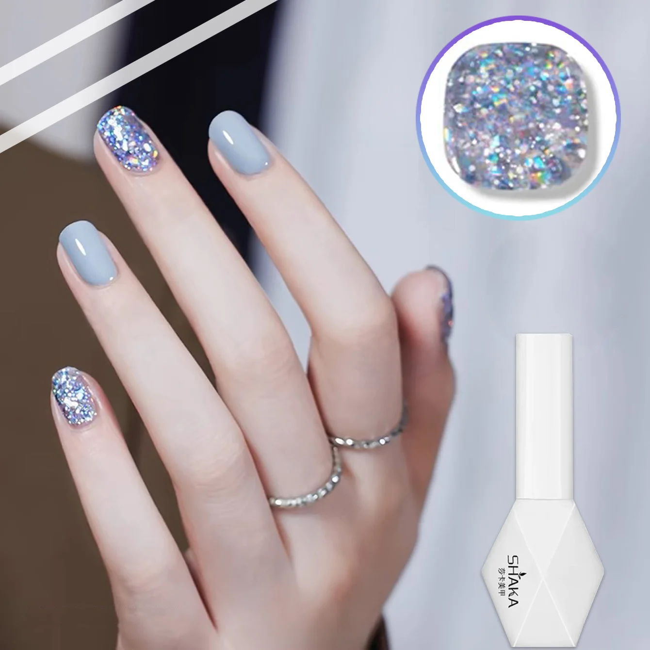 1 pz WS Blu Riflettente Crush Starlight Gel Smalto per unghie Sparking Glitter Soak Off Vernice UV Nail Art Manicure Decoartion