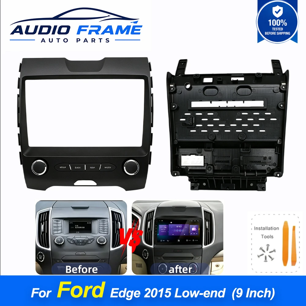 9 Inch Car Head Unit Fascia Trim Kit For Ford Edge 2015 Low-end Android Radio Dash Frame With Wiring Harness Canbus Adapter