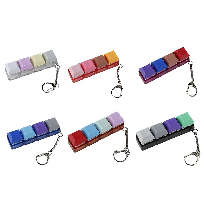 4-Keys Mechanical Keyboard Key Toy Keychain Party Stress Relief DIY Fidget Button Keycap Fidget Keyboard Toys Finger Keyboard