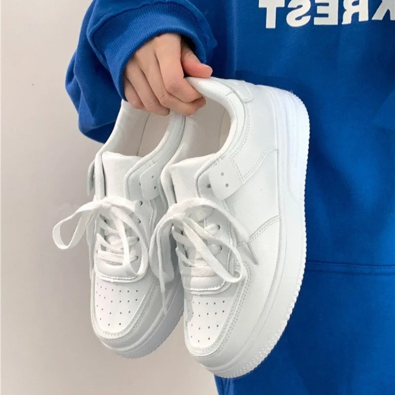 sneakers women trends 2024Platform Sneakers Fashion Leather Casual Thick Soled Shoes for Women Comfort White Skateboarding Shoes