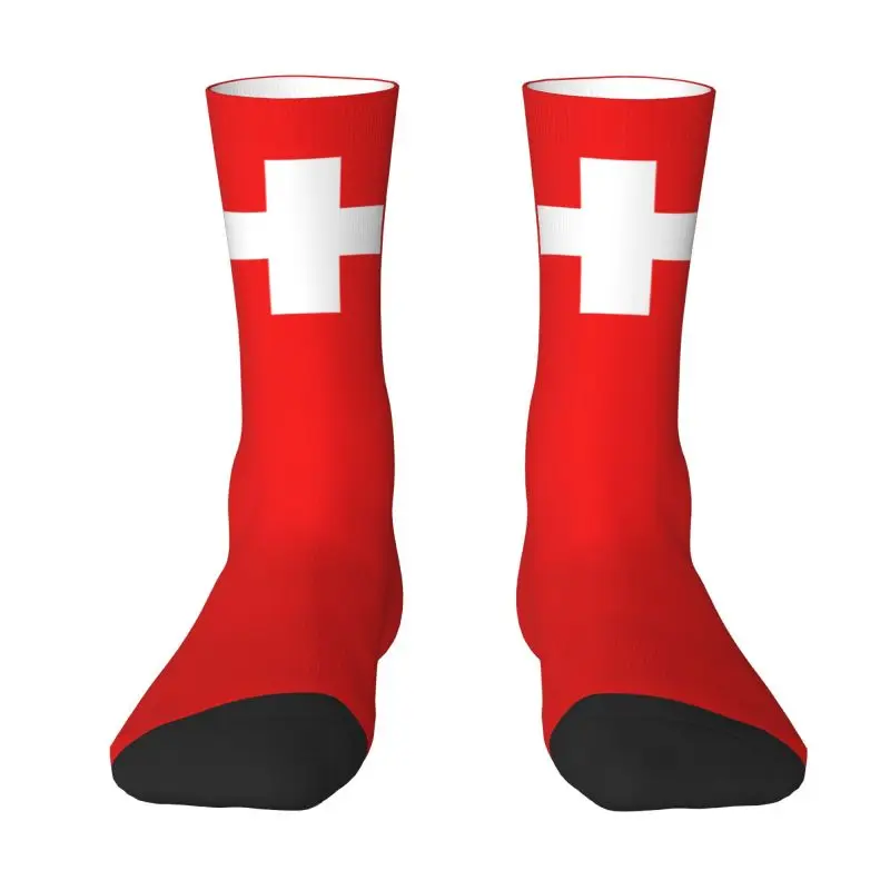 Swiss Switzerland Flag Men Women Crew Socks Unisex Fun 3D Printed Dress Socks