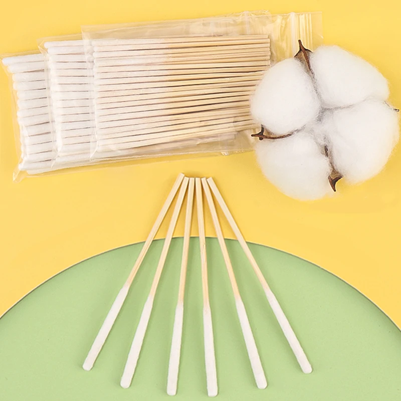 30pcs Long Cotton Buds Makeup Cotton Swab Medical Applicator Clean Wood Sticks Nose Ears Cleaning Health Care Tools