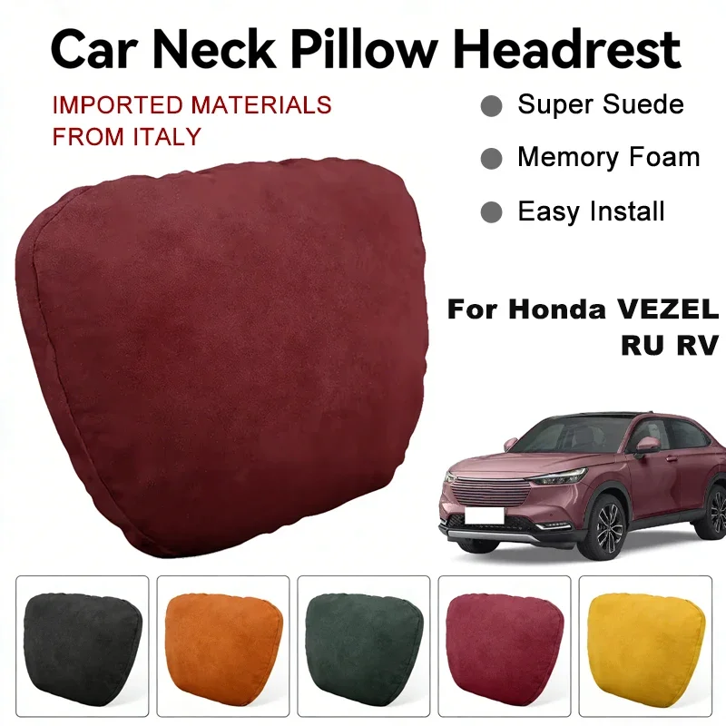 

Italy Suede Car Neck Rest Pillow For Honda VEZEL RU RV Seat Head Neck Support Cushion Auto Interior Accessories