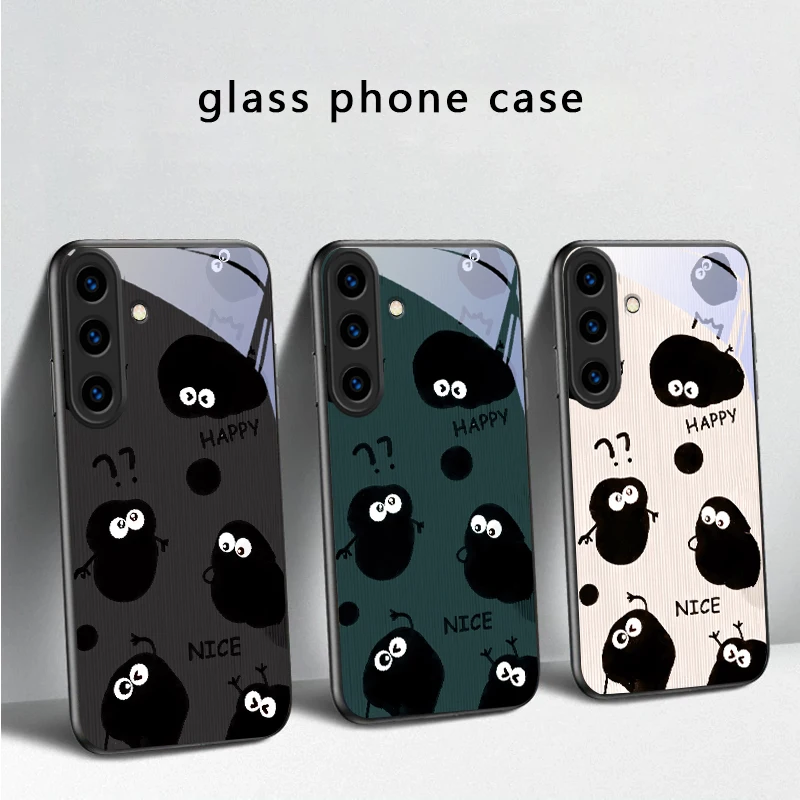 Funny hand drawn style For Samsung Galaxy S20 S21 S22 S23 Plus S24 FE S25 Ultra S26 Edge S25+ S20+ S22+ Black Glass Phone Case