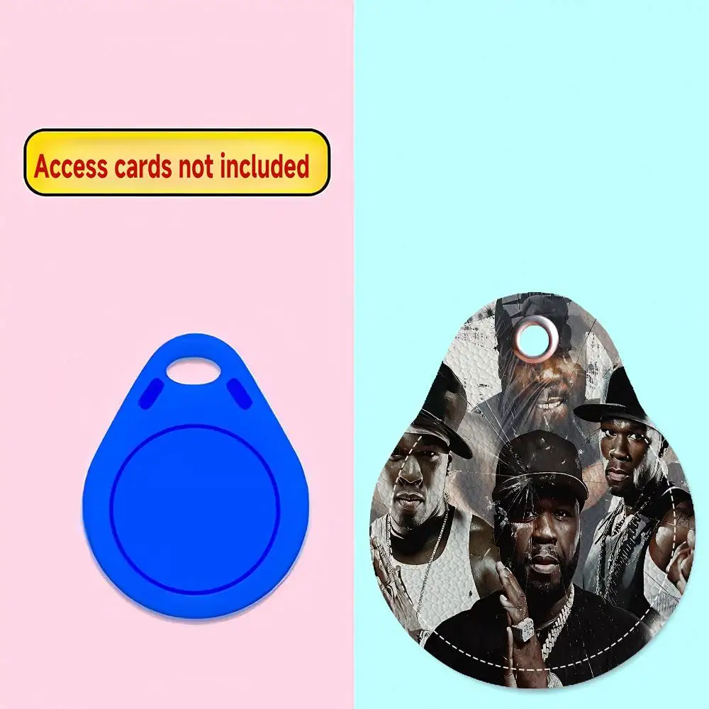 50 سنت أمريكي ضرب البوب الهيب هوب 1 قطعة حامل بطاقة جلدية مع حلقة رئيسية قطرة الماء على شكل مفتاح سلسلة المفاتيح قفل الباب الملحقات