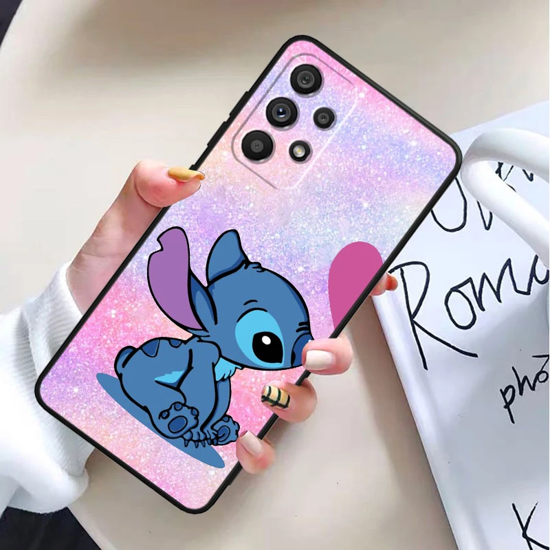 Caixa do telefone do par do anjo do ponto de Disney, preto, TPU, Samsung Galaxy A73, A72, A55, A54, A53, A52S, A34, A33, A32, A24, A15, A05S