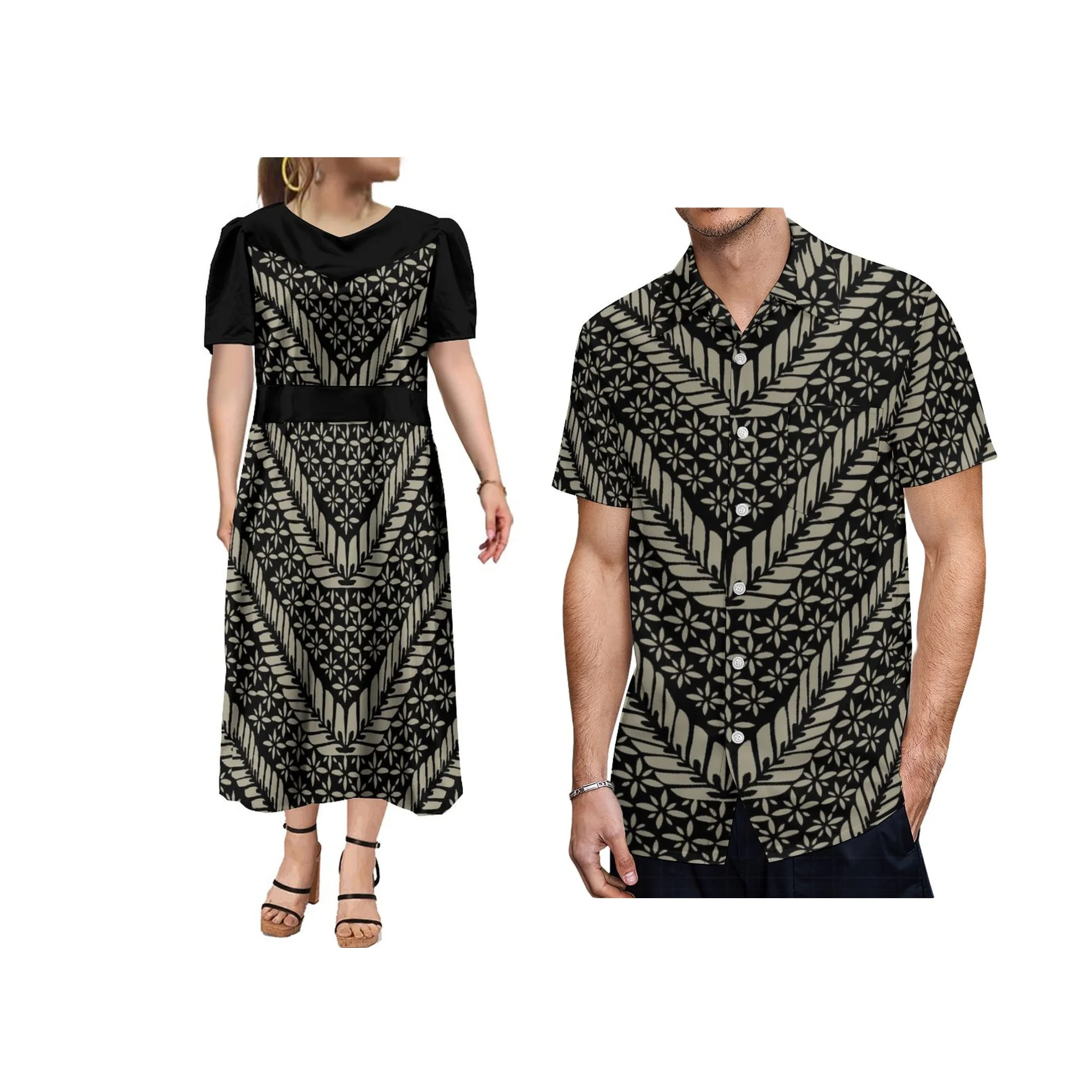 

V Neck Micronesia Elegant Dress Plus Size Womens Clothing Factory Wholesale Custom Polynesian Dress