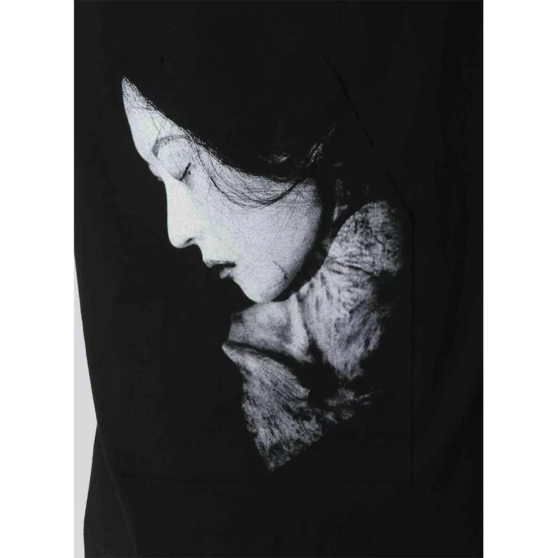 Yamamoto-Style High Quality Figure Print Limited Series Behind The Face Print Long Sleeve T-Shirt Men And Women With The Same