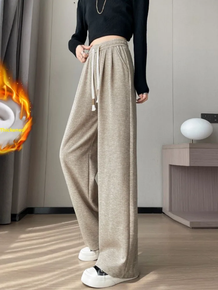 Oaeal Lazy Glutinous Pants レディース ハイウエスト ストレートレッグ ワイドレッグパンツ Fce 裏地付き スリムフィット カジュアルパンツ 通勤用