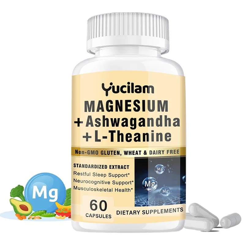 

Magnesium + Ashwagandha + L-Theanine Daily Supplement - Restful Sleep Support - Neurocognitive Support - Musculoskeletal Health