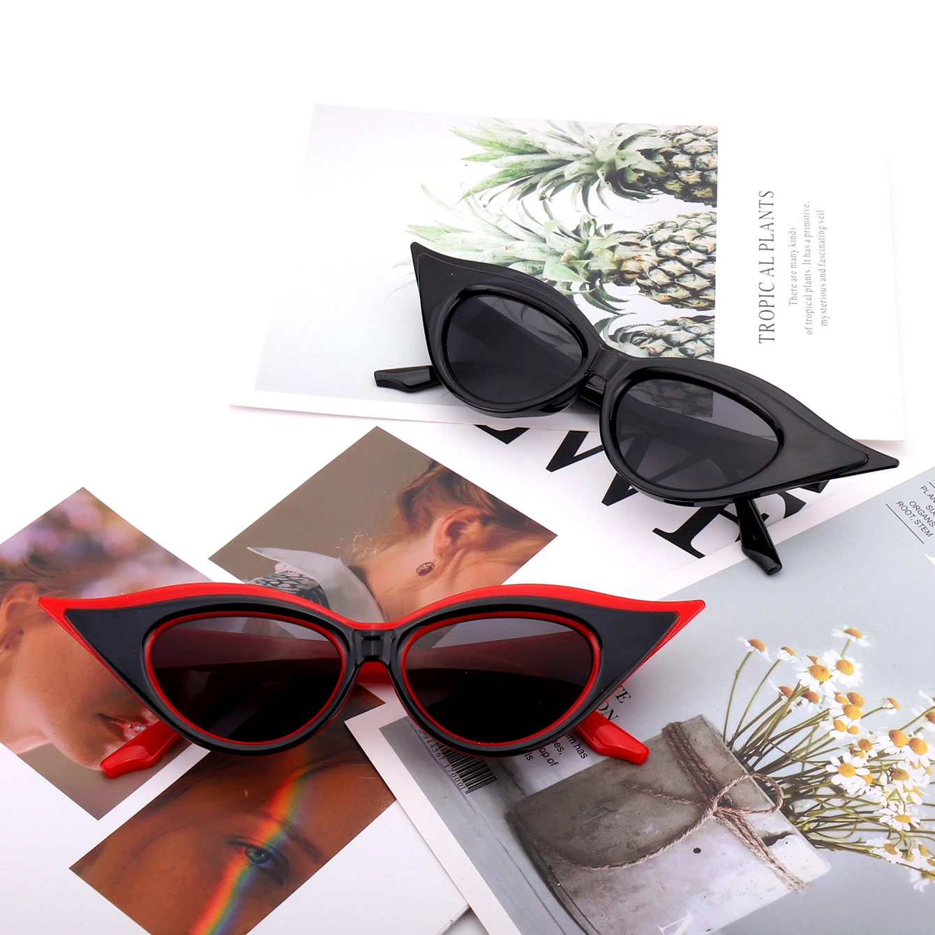 2 Paar modische Sonnenbrillen für Herren und Damen, modische Katzenaugen-Brillen für den täglichen Gebrauch, Einkaufen, Selfie, Party, Reisen