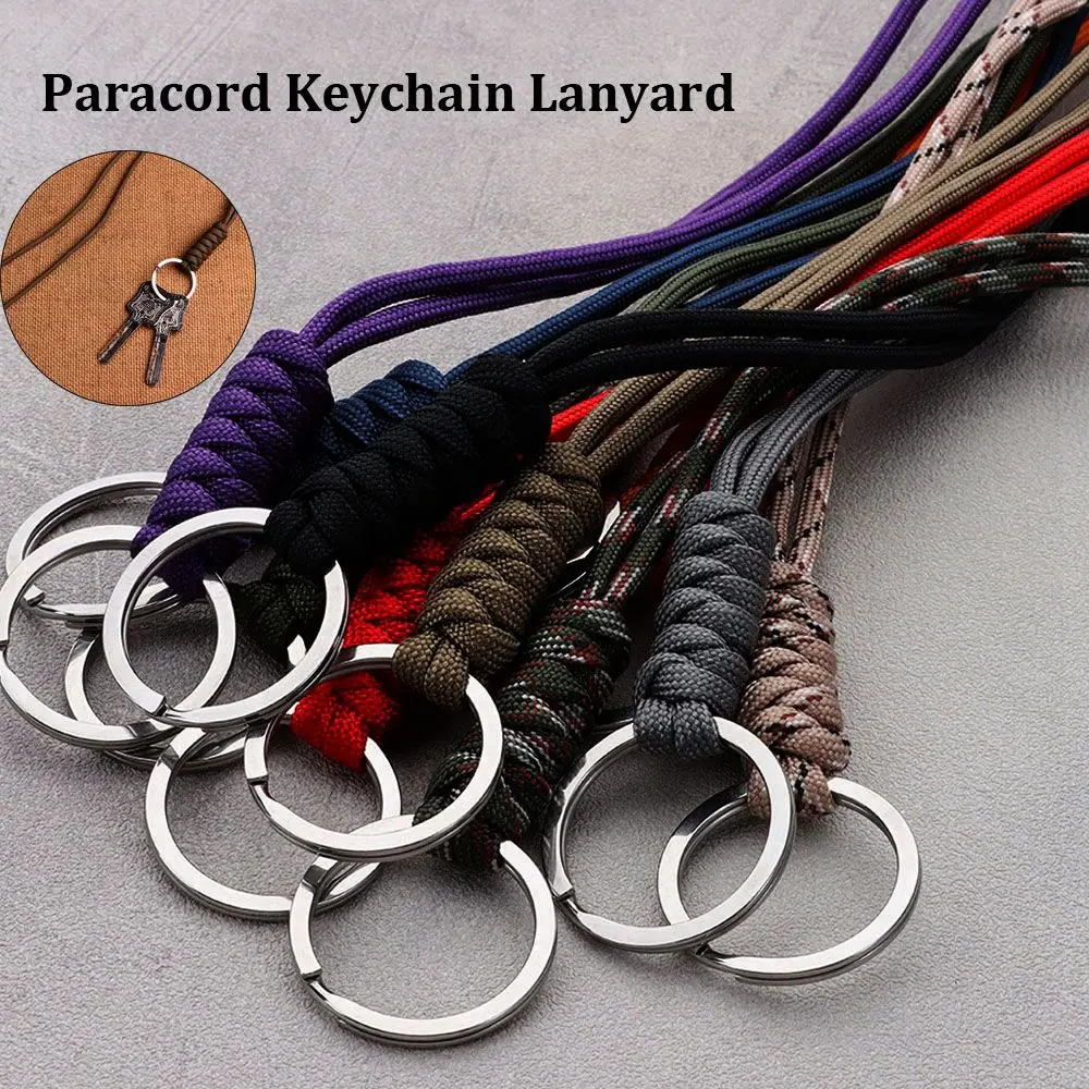 Paracord Keychain Lanyard Round Buckle High Strength Parachute Cord Emergency Survival Backpack Key Ring Outdoor Tool ﻿