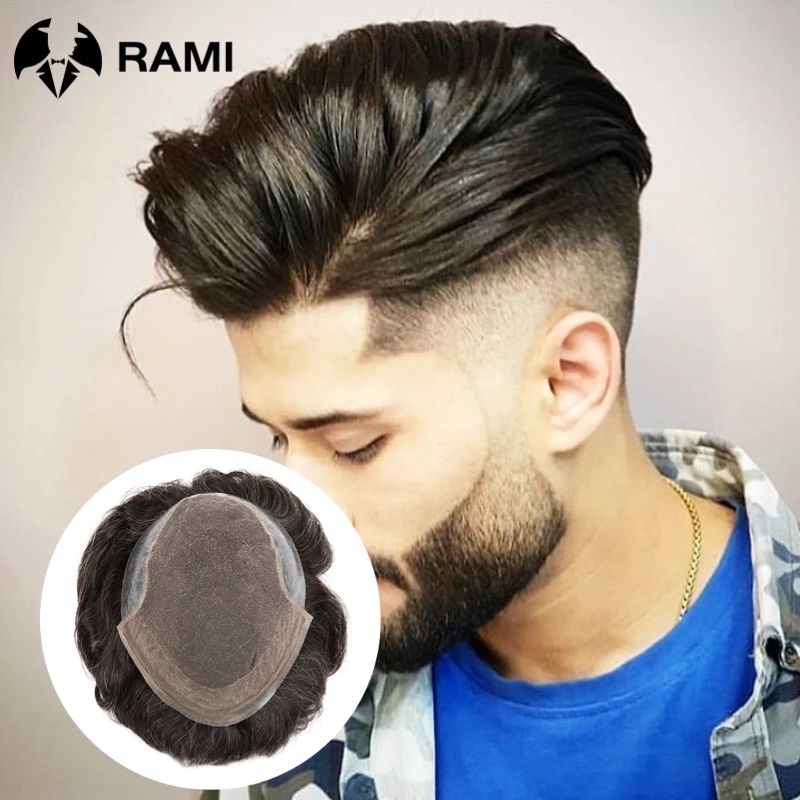 Men\'s Capillary Prothesis Natural Human Hair Wigs Men Lace PU Base Toupee Male Hair System Units Natural Hairline Wig For Man