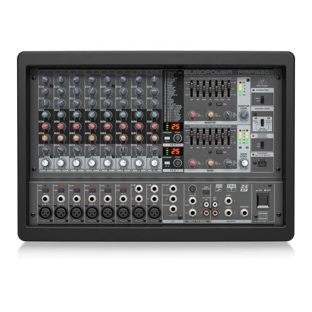 Behringer-Mezclador de potencia de 10 canales, equipo de Música de Estudio con procesador Dual multifx, PMP 1680S